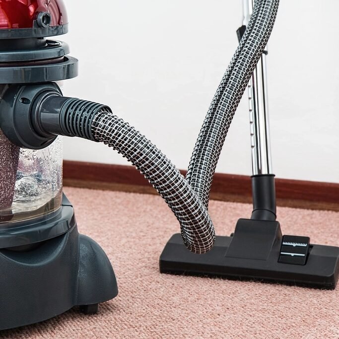 A carpet being deep cleaned